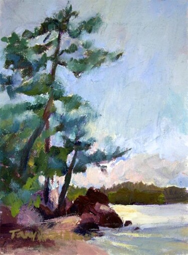 Painting titled "The Lake II" by Don Bourret, Original Artwork, Oil