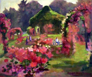 Painting titled "Rose Garden" by Don Bourret, Original Artwork, Oil