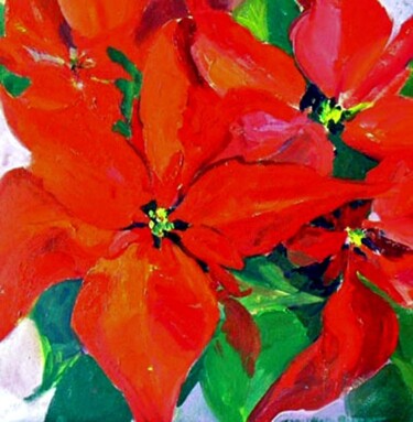 Painting titled "Poinsettia" by Don Bourret, Original Artwork, Oil