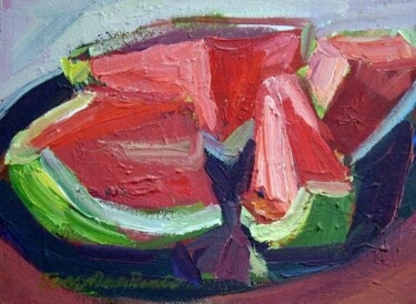 Painting titled "Watermelon #4" by Don Bourret, Original Artwork, Oil