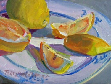 Painting titled "Lemons I" by Don Bourret, Original Artwork, Oil