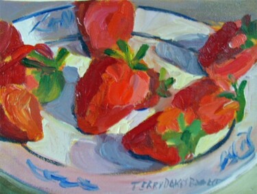 Painting titled "Strawberries III" by Don Bourret, Original Artwork, Oil