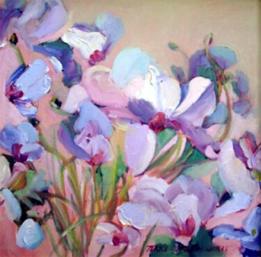 Painting titled "Cyclamen II" by Don Bourret, Original Artwork, Oil