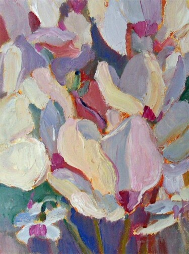 Painting titled "Cyclamen III" by Don Bourret, Original Artwork, Oil