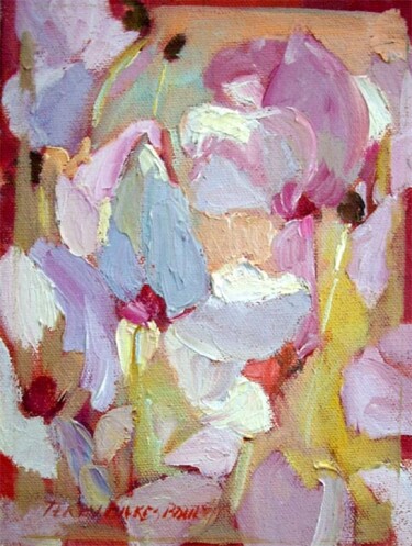 Painting titled "Cyclamen IV" by Don Bourret, Original Artwork, Oil