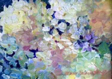 Painting titled "Hydrangeas #11" by Don Bourret, Original Artwork, Oil