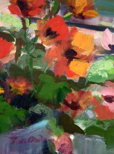 Painting titled "Poppies" by Don Bourret, Original Artwork, Oil