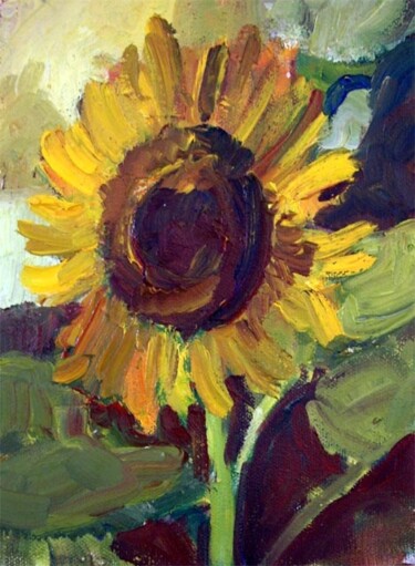 Painting titled "Sunflower" by Don Bourret, Original Artwork, Oil