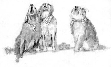 Painting titled "The Barking Amigos" by Don Bourret, Original Artwork