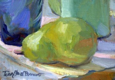 Painting titled "Pear II" by Don Bourret, Original Artwork, Oil