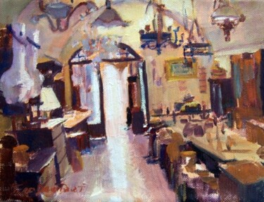 Painting titled "Tuscan Antique Shop" by Don Bourret, Original Artwork, Oil