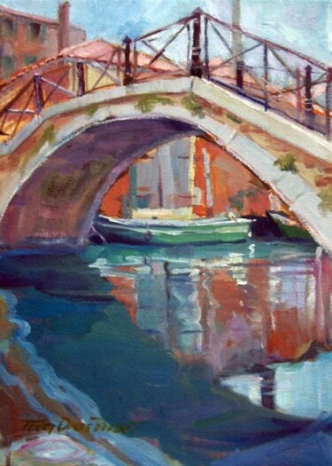 Painting titled "Venetian Bridge" by Don Bourret, Original Artwork, Oil