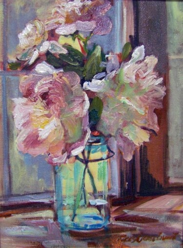 Painting titled "Peonies In A Ball J…" by Don Bourret, Original Artwork