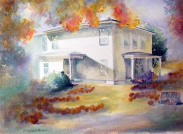 Painting titled "Pumpkin House" by Don Bourret, Original Artwork, Oil