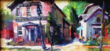 Painting titled "Old Town" by Don Bourret, Original Artwork, Oil