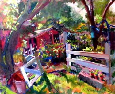 Painting titled "Marilyn's Garden" by Don Bourret, Original Artwork, Oil