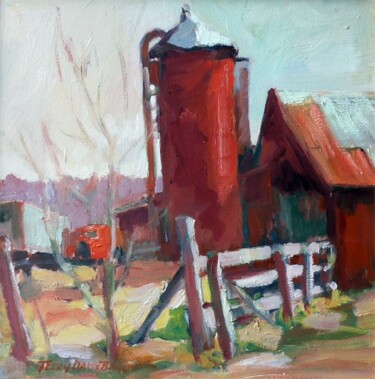Painting titled "Vinalyk barn  #2" by Don Bourret, Original Artwork, Oil