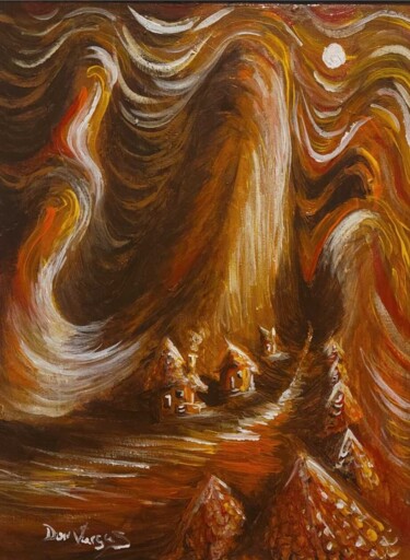 Pittura intitolato "O Vilarejo" da Don M. Vargas, Opera d'arte originale, Acrilico Montato su Telaio per barella in legno