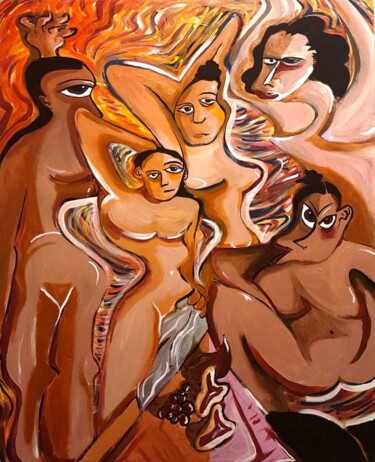Pintura intitulada "Les Demoissele d'Av…" por Don M. Vargas, Obras de arte originais, Acrílico