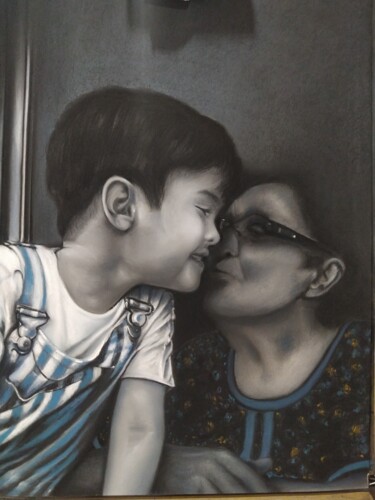 Pintura titulada "Bisabuela y Bizniet…" por Donabatar, Obra de arte original, Pastel