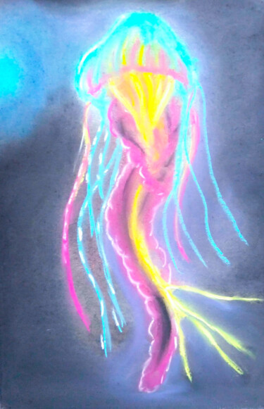 Drawing titled "Medusa" by Donatella De Leo Croce, Original Artwork, Chalk