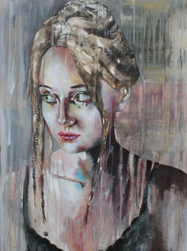Painting titled "Alyia - portrait" by Donatella Marraoni, Original Artwork, Oil