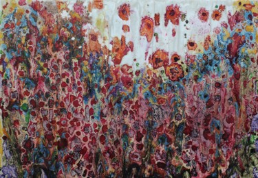 Peinture intitulée "Poppies...full imme…" par Donatella Marraoni, Œuvre d'art originale, Émail