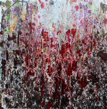 Painting titled "Powerful poppies" by Donatella Marraoni, Original Artwork, Enamel