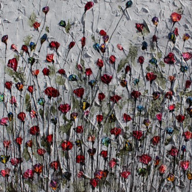 Painting titled "Poppies and memories" by Donatella Marraoni, Original Artwork, Enamel