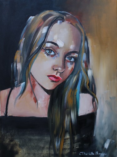绘画 标题为“Alysia portrait” 由Donatella Marraoni, 原创艺术品, 油