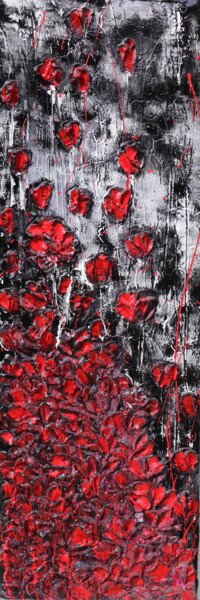 Malerei mit dem Titel "Dark poppies" von Donatella Marraoni, Original-Kunstwerk, Öl