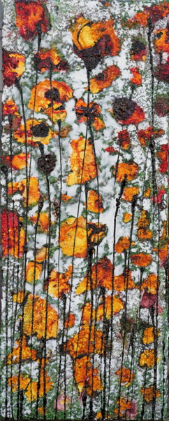 Peinture intitulée "poppies's friends" par Donatella Marraoni, Œuvre d'art originale, Huile