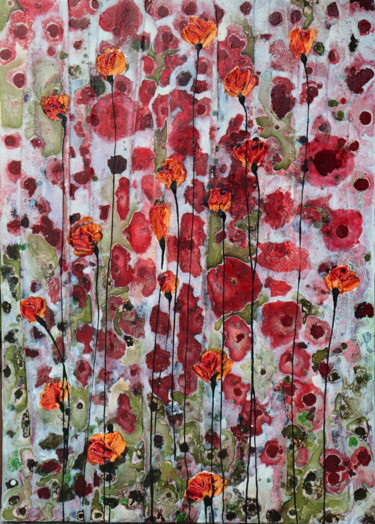 Peinture intitulée "poppies...and others" par Donatella Marraoni, Œuvre d'art originale, Huile