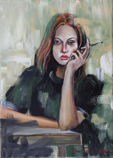 Peinture intitulée "I'm so bored" par Donatella Marraoni, Œuvre d'art originale, Huile