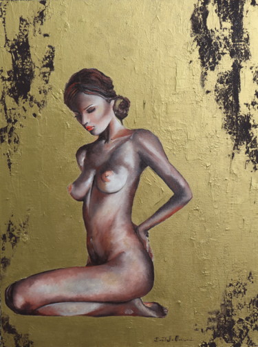 Картина под названием "I feell...gold" - Donatella Marraoni, Подлинное произведение искусства, Масло