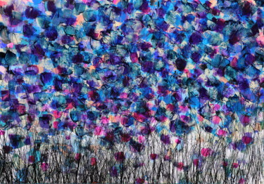 Schilderij getiteld "flowers in blue" door Donatella Marraoni, Origineel Kunstwerk, Acryl