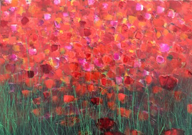 Malerei mit dem Titel "Flowers in red" von Donatella Marraoni, Original-Kunstwerk, Acryl