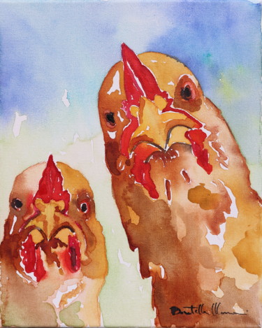 Painting titled "hey you, are you ta…" by Donatella Marraoni, Original Artwork, Watercolor