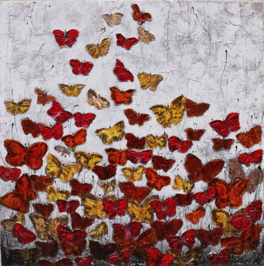 Pittura intitolato "farfalle...di cemen…" da Donatella Marraoni, Opera d'arte originale, Olio