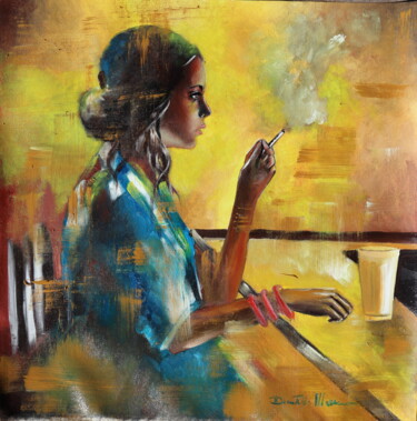 Painting titled "Cigarettes & .... b…" by Donatella Marraoni, Original Artwork, Oil