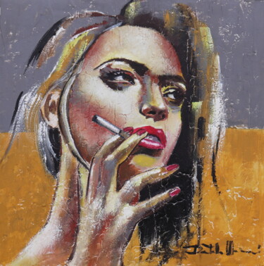 Painting titled "Fumo da solo II" by Donatella Marraoni, Original Artwork, Oil
