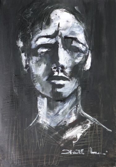 Painting titled "Face" by Donatella Marraoni, Original Artwork, Oil
