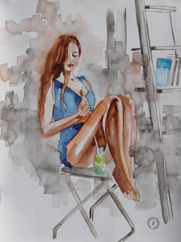 Painting titled "don't worry, I'm ta…" by Donatella Marraoni, Original Artwork, Watercolor