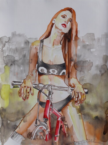 Painting titled "come for a ride" by Donatella Marraoni, Original Artwork, Watercolor