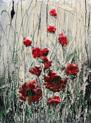 「Poppies...a passion…」というタイトルの絵画 Donatella Marraoniによって, オリジナルのアートワーク, オイル