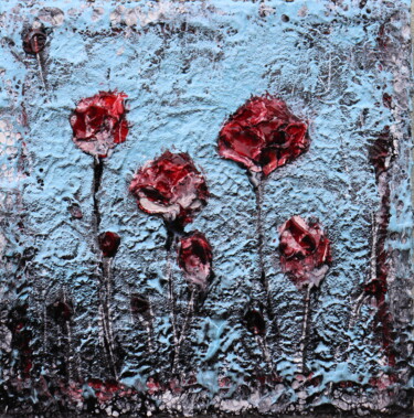 Pittura intitolato "poppies and memorie…" da Donatella Marraoni, Opera d'arte originale, Olio