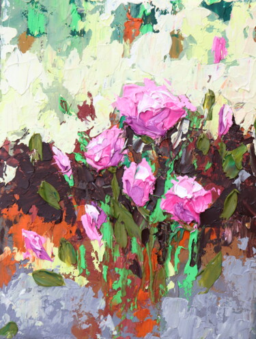 Painting titled "Poppies...in pink II" by Donatella Marraoni, Original Artwork, Oil