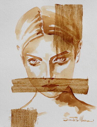 Pittura intitolato "coffee stripe" da Donatella Marraoni, Opera d'arte originale, Acquarello