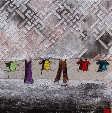 Pintura intitulada "il mio muro" por Donatella Marraoni, Obras de arte originais, Óleo