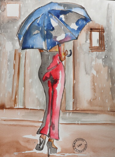 Ζωγραφική με τίτλο "ombrello II" από Donatella Marraoni, Αυθεντικά έργα τέχνης, Ακουαρέλα